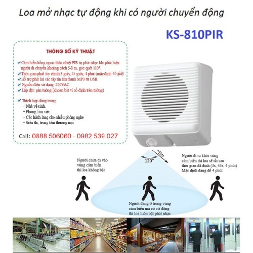 Loa mở nhạc tự động khi có người BS-151A-PIR (quảng cáo, siêu thị, thư giãn, giải trí)