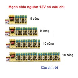 Mạch chia tải nguồn 10 cổng 12V có cầu chì rời CN12V-10F